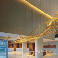 Golden glass hotel lobby modern chandelier pendant lamp